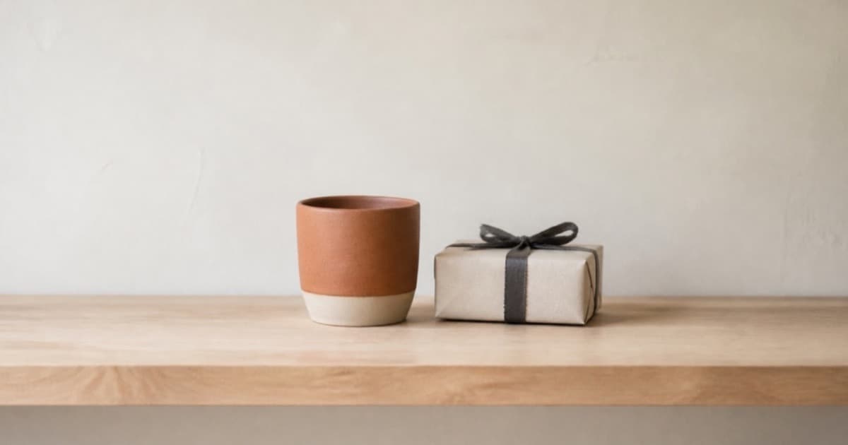 A clean, uncluttered shelf with a few carefully chosen objects