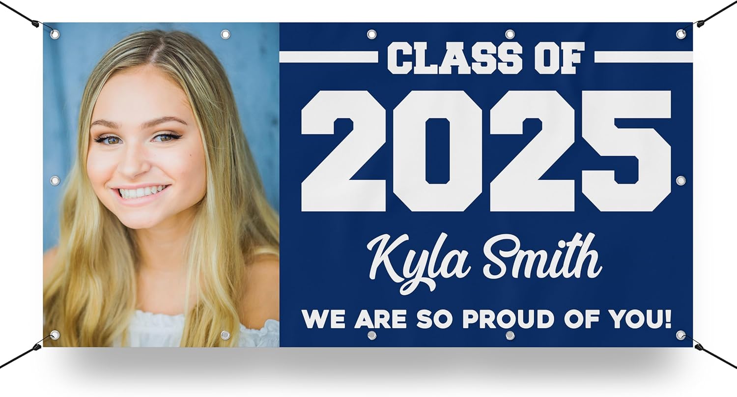 Custom graduation banner with photo and name