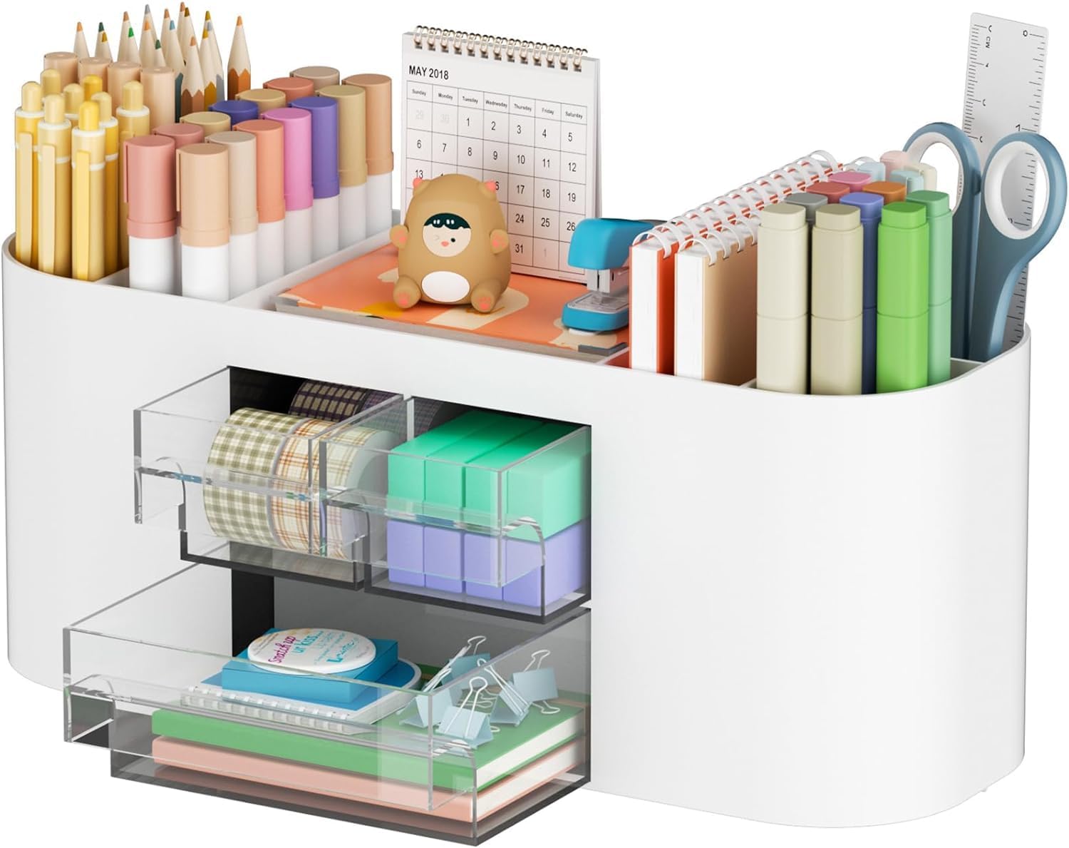 Desk organizer with stationery and supplies