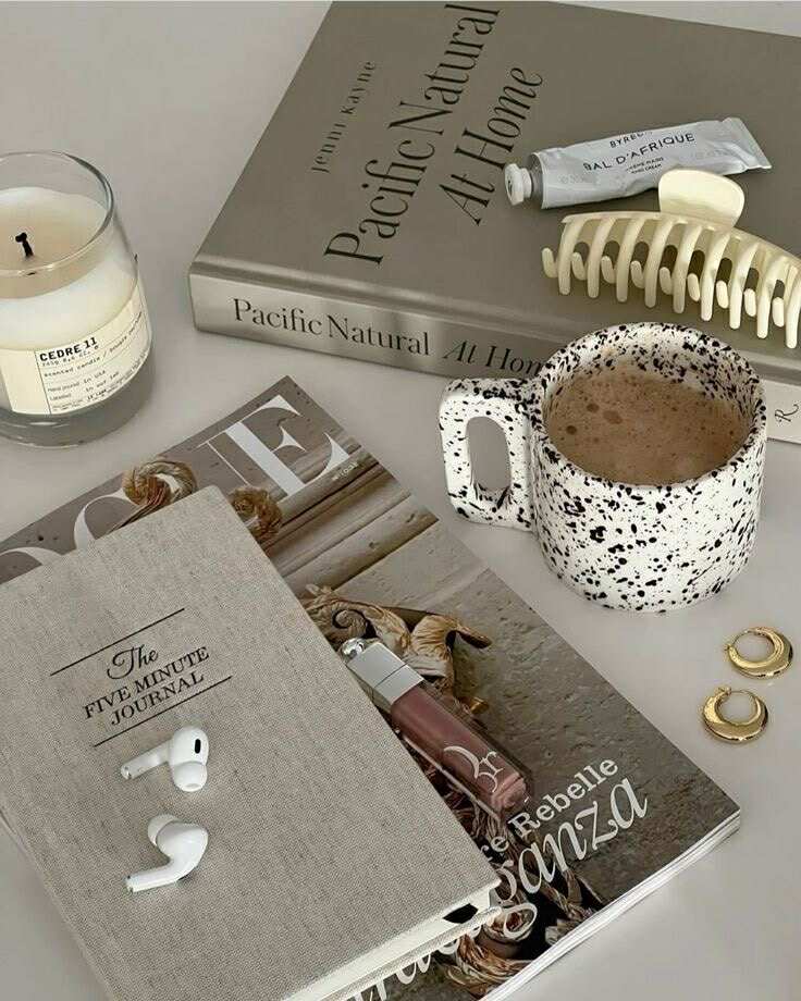 Relaxing setup with books and coffee